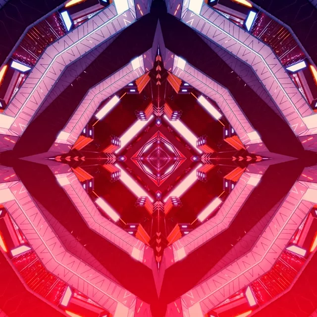 Neon Tunnel Red Diamond Kaleidoscope VJ Loop 1:1 Square 60fps Screensaver