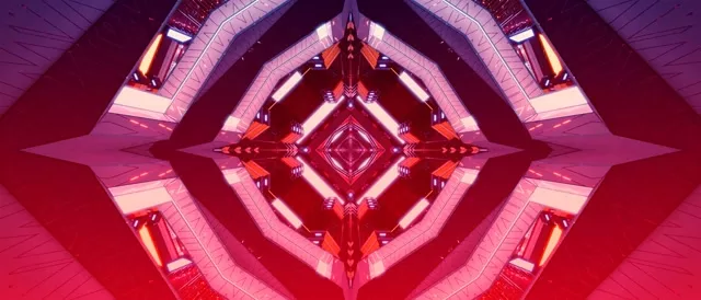 Vj loop Neon Tunnel Red Diamond Kaleidoscope 21:9 Ultrawide 60fps Screensaver