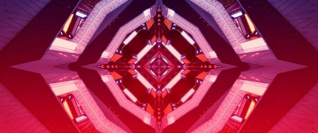 Neon Tunnel Red Diamond Kaleidoscope VJ Loop 2.39:1 Cinemascope 60fps Screensaver