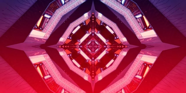 Red Diamond Kaleidoscope Neon Tunnel VJ Loop 2:1 Univisium 60fps Screensaver