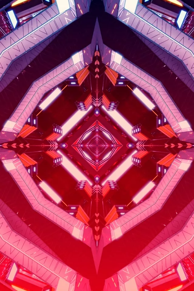 Neon Tunnel Red Diamond Kaleidoscope VJ Loop 2:3 Portrait 60fps หน้าจออนุรักษ์