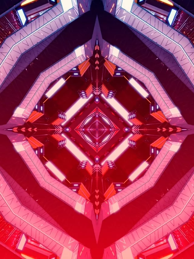 Vj loop Neon Tunnel Red Diamond Kaleidoscope 3:4 iPad Portrait 60fps Screensaver