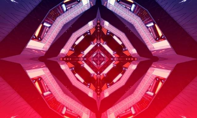Neon Tunnel Red Diamond Kaleidoscope VJ Loop 5:3 Wide 60fps Screensaver
