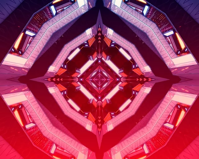 Neon Tunnel Red Diamond Kaleidoscope VJ Loop 5:4 industrial 60fps Screensaver