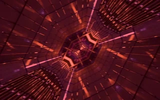 Neon Tunnel Red Hexagon Vortex Vj Loop 60fps 16:10 Macbook Screensaver