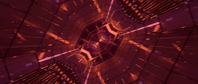 Vj loop Neon Tunnel Hexagon Grid Red Purple 21:9 Ultrawide 60fps Screensaver