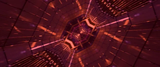 Neon Tunnel Hexagon Grid Vortex VJ Loop 2.39:1 Cinemascope 60fps Screensaver