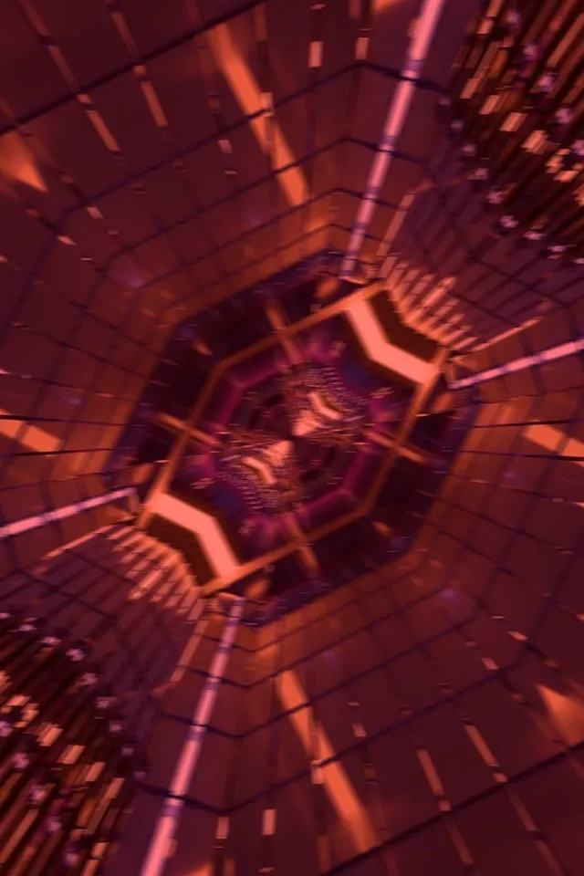 Neon Tunnel Red Hexagon Vortex VJ Loop 2:3 Photo Vertimas 60fps Ekrano užraktas