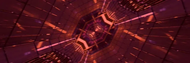 Neon Tunnel Red Hexagon Vortex Vj Loop 3:1 Triple Wide 60fps Screensaver