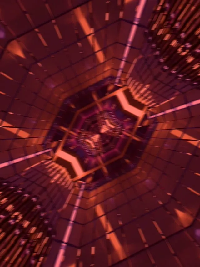 Terowong Neon Vorteks Oktagon Merah VJ Loop 3:4 iPad Portrait 60fps Screensaver