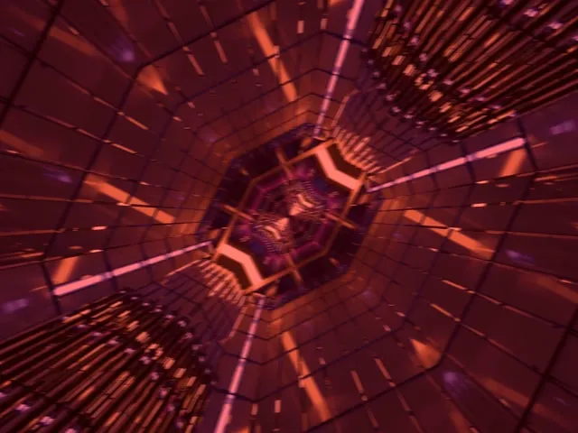 VJ Loop Tunnel al Neon Vortice Ottagono Rosso 4:3 Classico 60fps Screensaver