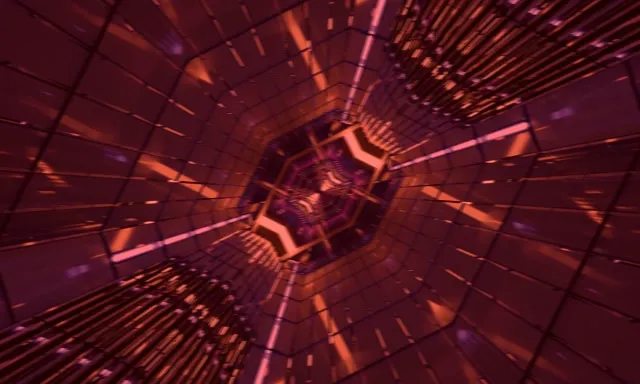 Vj loop Neon Tunnel Red Hexagon Vortex 5:3 wide 60fps screensaver