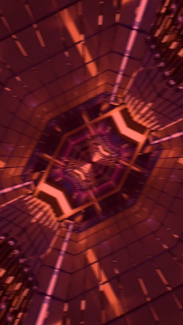 Neon Tunnel Spiraling Octagon Vortex Vj Loop 9:16 Reels 60fps Screensaver