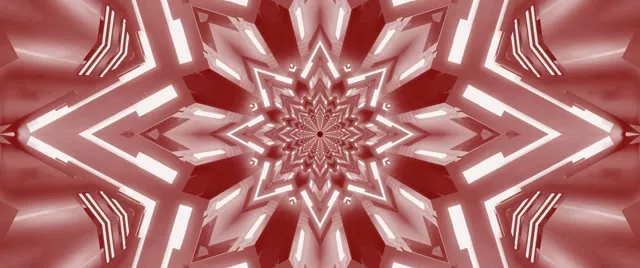 Red Star Kaleidoscope Neon Tunnel Vj Loop 2.39:1 Cinemascope 60fps Screensaver