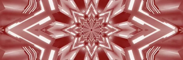 Túnel Neón Caleidoscopio Estrela Vermella VJ Loop 3:1 Triple Ancho 60fps Protector de Pantalla