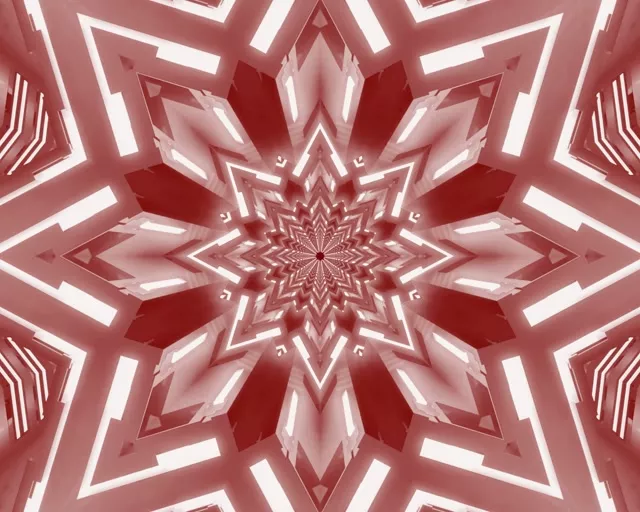 Neon Tunnel Red Star Kaleidoscope Vj Loop 5:4 industrial 60fps screensaver