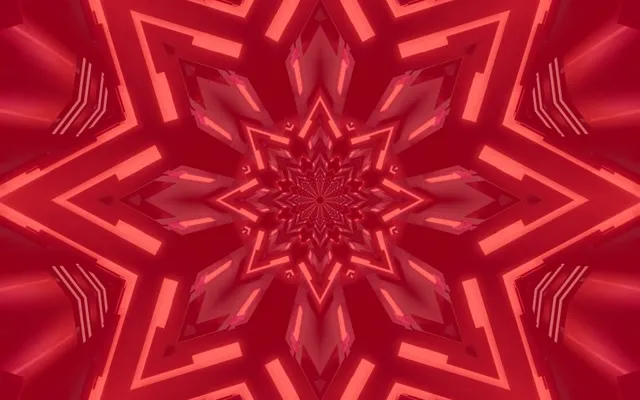Neon Tunnel Red Star Kaleidoscope Vj Loop 60fps 16:10 Macbook Screensaver