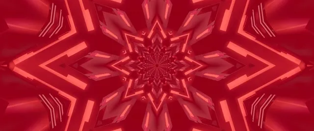 Crimson Star Kaleidoscope Neon Tunnel VJ Loop 2.39:1 Cinemascope 60fps Screensaver