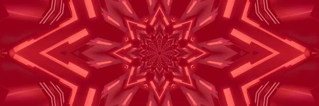 Neon Tunnel Red Star Kaleidoscope Vj Loop 3:1 Triple Wide 60fps Screensaver
