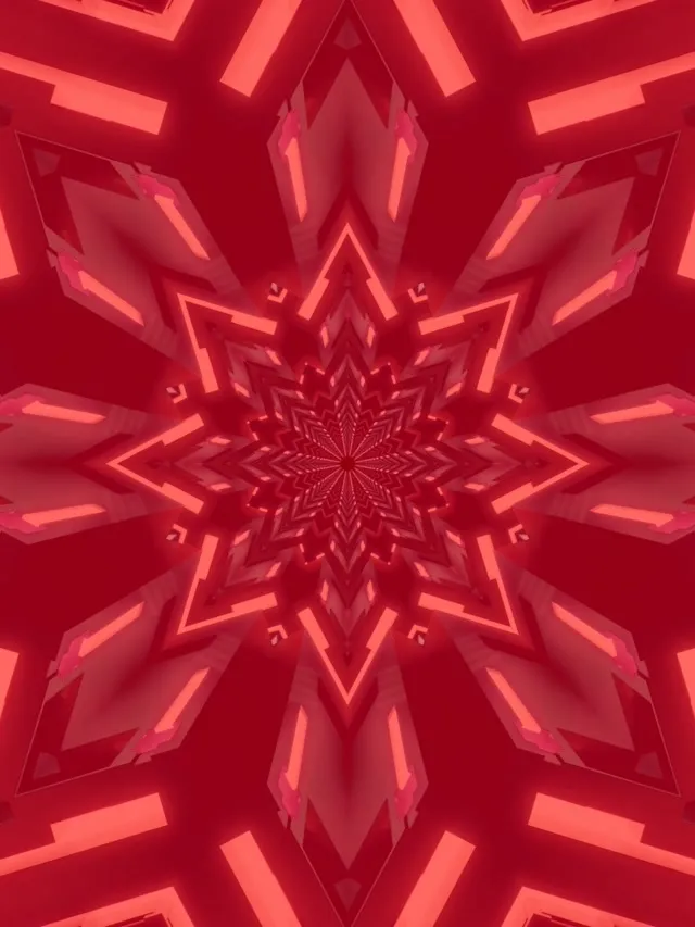 Neon Tunnel Red Star Kaleidoscope Vj Loop 3:4 iPad Portrait 60fps Screensaver