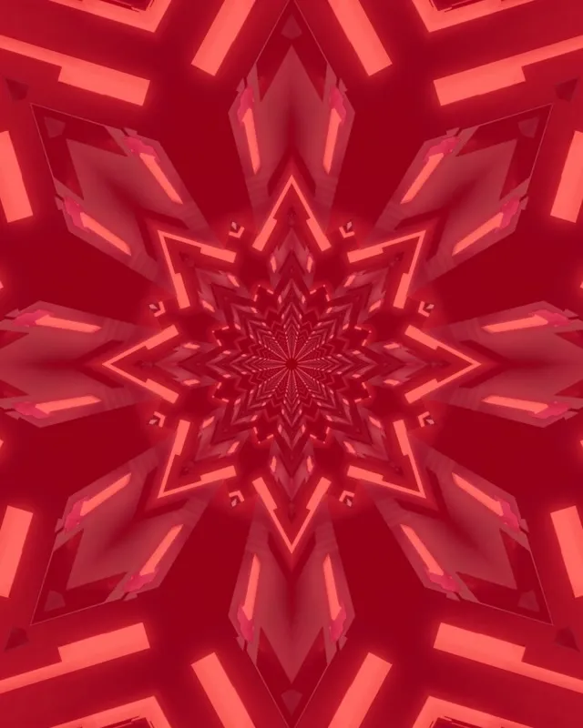 Neon Tunnel Red Star Kaleidoscope VJ Loop 4:5 Instagram 60fps Screensaver