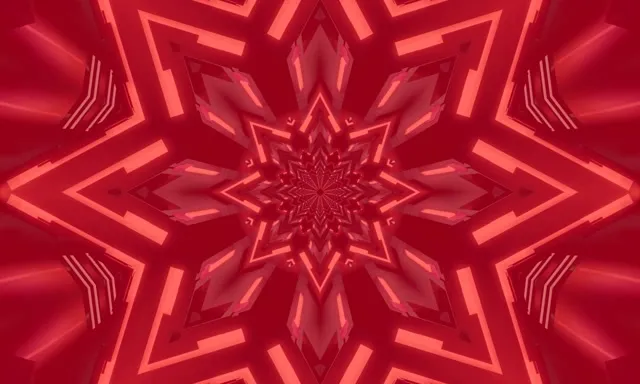Neon Tunnel Red Star Kaleidoscope Vj Loop 5:3 wide 60fps Screensaver