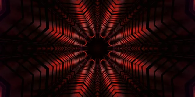 Neon Tunnel Red Star Kaleidoscope VJ Loop 2:1 Univisium 60fps Screensaver