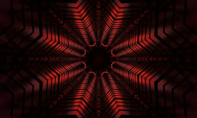 VJ Loop Túnel Neó Vermell Kalidoscopi Estrella 5:3 Ample 60fps Estalvi de pantalla