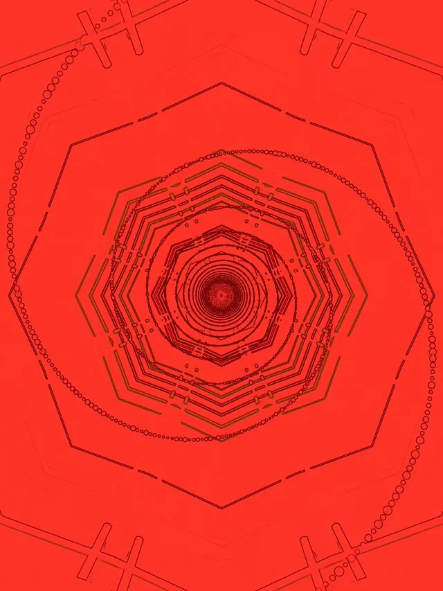 Crveni Neon Tunel Oktagon Vrtlog VJ Loop 3:4 iPad Portret 60fps Čuvar Ekrana