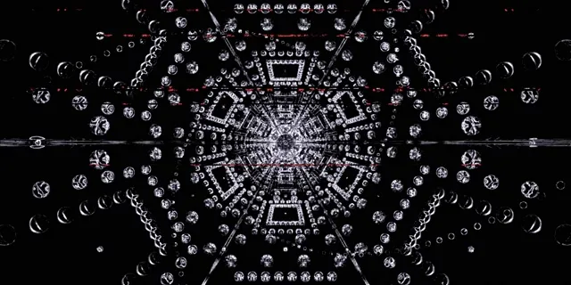 Krystalový šestiúhelník neonový tunel VJ Loop 2:1 Univisium 60fps spořič