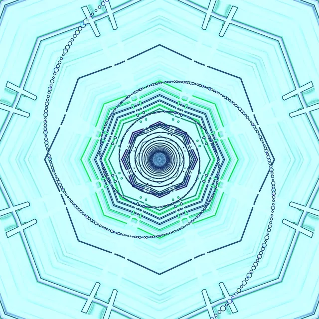 Cyan Neon Tunnel Screensaver 1:1 Square 60fps Vj Loop Screensaver Windows 11 PC