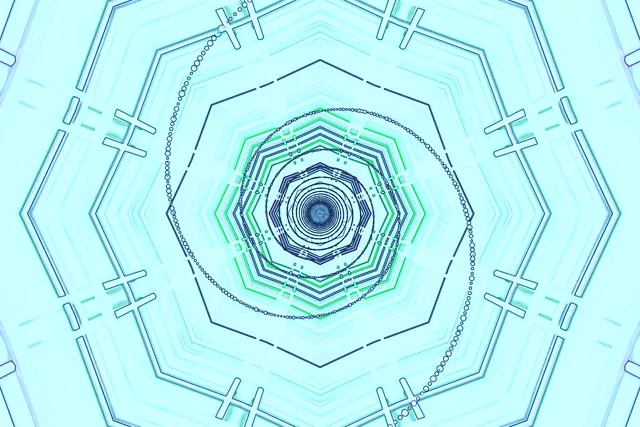 Penyelamat Skrin Terowong Neon Cyan 3:2 Surface 60fps VJ Loop PC Laptop