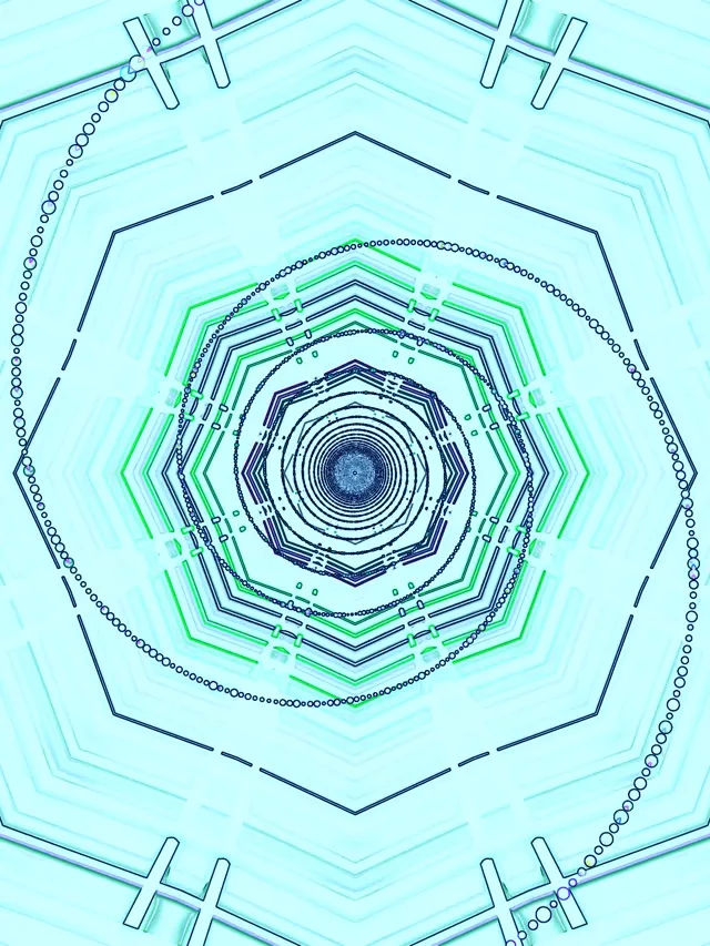 Tunnel Neon Ciano Screensaver 3:4 iPad Portrait 60fps VJ Loop PC Laptop