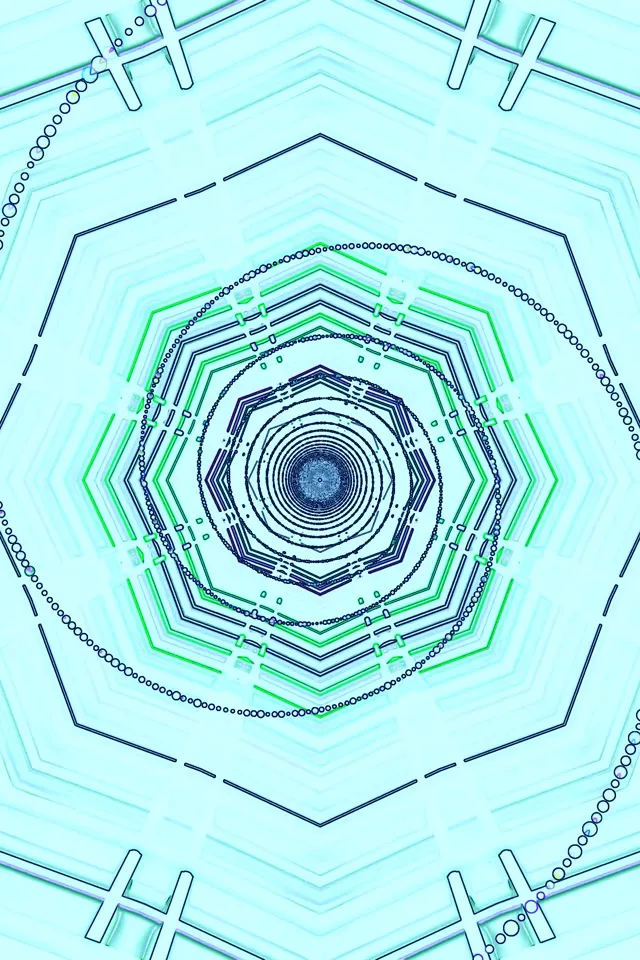 シアン ネオントンネル スクリーンセーバー 60fps 2:3 フォトポートレート VJLoops PC ラップトップ