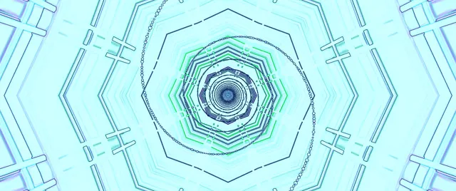 تونل نئون فیروزه‌ای اسکرین سیور 60fps 2.39:1 Cinemascope VJ Loop PC لپ‌تاپ