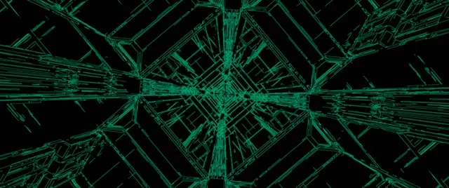 Neon Tunnel Green Grid Vortex VJ Loop 2.39:1 Cinemascope 60fps Screensaver