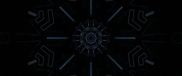 Neon Tunnel Dark Blue Snowflake Kaleidoscope Vj Loop 2.39:1 Cinemascope 60fps Screensaver