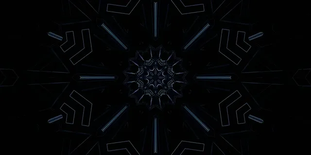 Neon Tunnel Dark Blue Geometric Kaleidoscope Vj Loop 2:1 Univisium 60fps Screensaver