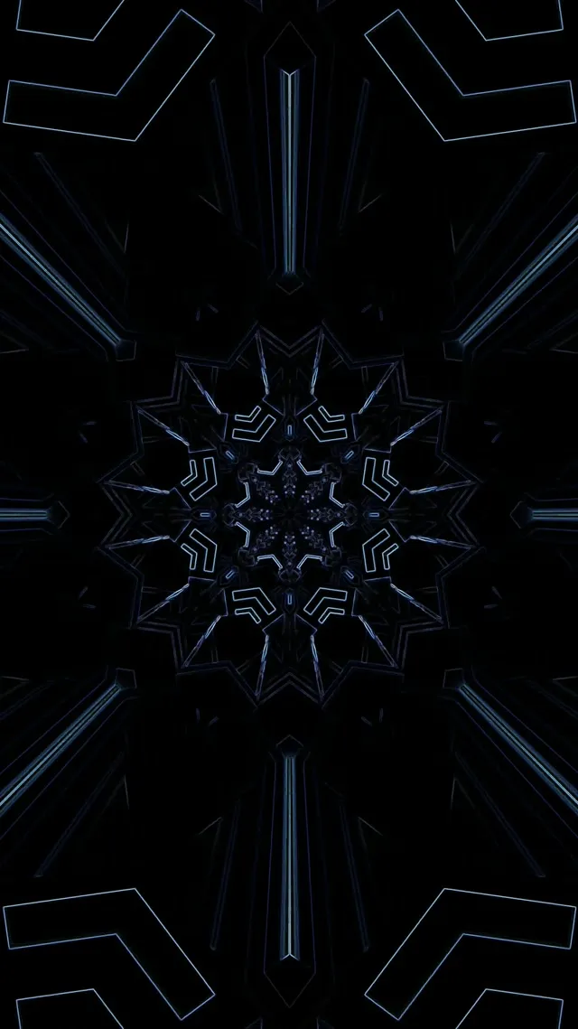 Neon Tunnel Blue Kaleidoscope Star Vj Loop 9:16 Reels 60fps Screensaver
