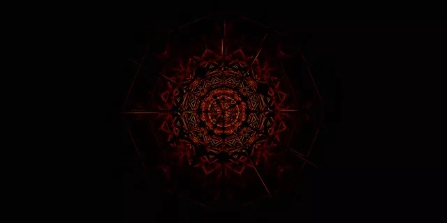 Red Fractal Mandala Neon Tunnel Vj Loop 2:1 Univisium 60fps Screensaver