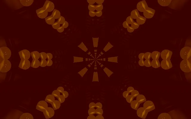 Amber Fractal Kaleidoscope Neon Tunnel Vj Loop 16:10 MacBook 60fps Screensaver