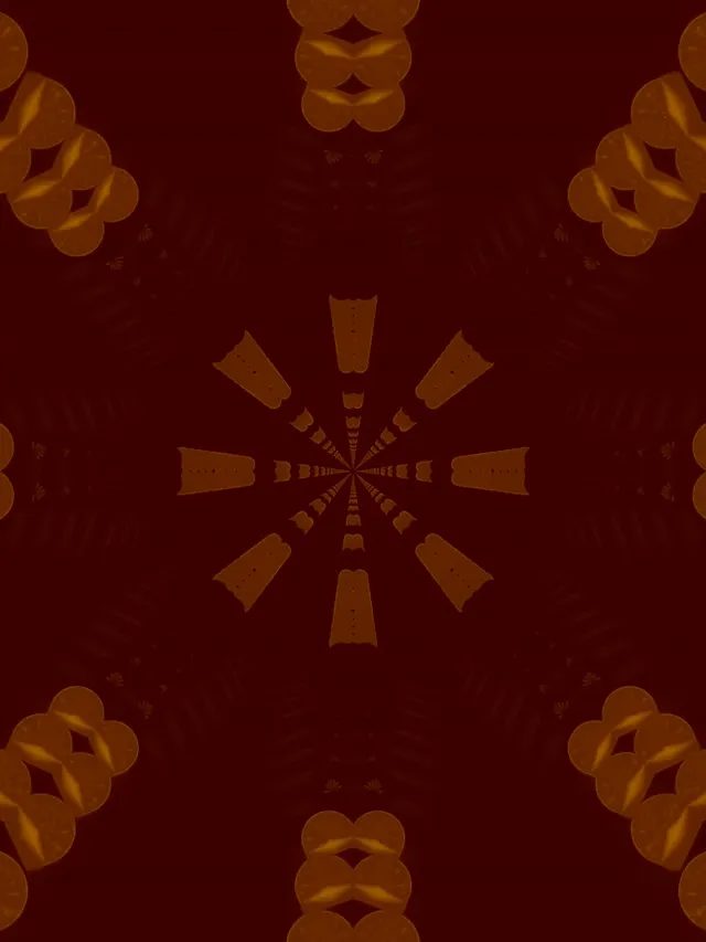 Fractal Amber Kaleidoscope Neon Tunnel VJ Loop 3:4 iPad Portrait 60fps Screensaver