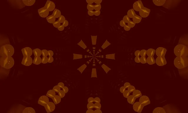 Vj loop Amber Kaleidoscope Neon Tunnel 5:3 wide 60fps screensaver