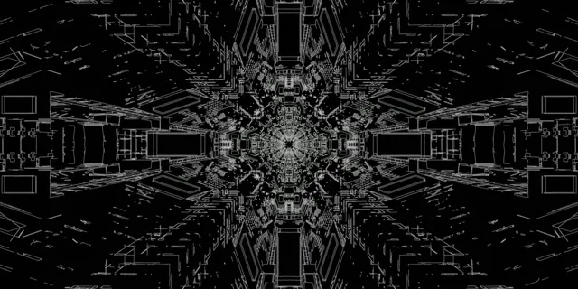 Neon Tunnel Wireframe Kaleidoscope VJ Loop 2:1 Univisium 60fps Screensaver