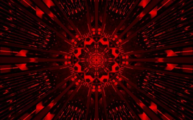 Červený Fraktál Kaleidoskop Neon Tunel VJ Loop 16:10 Macbook 60fps Spořič