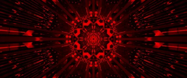 Kırmızı Fraktal Kaleidoskop Neon Tüneli VJ Loop 2.39:1 Cinemascope 60fps Ekran Koruyucu