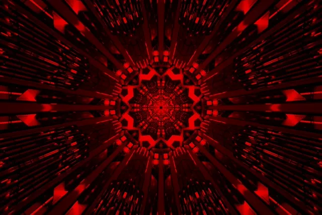 Tunel Neon Caleidoscop Fractal Roșu 3:2 Surface 60fps Economizor Ecran VJ Loop