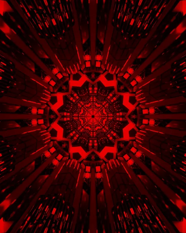 VJ Loop Tunel Neonowy Czerwony Fraktalny Wybuch Gwiazdy 4:5 Instagram 60fps Wygaszacz