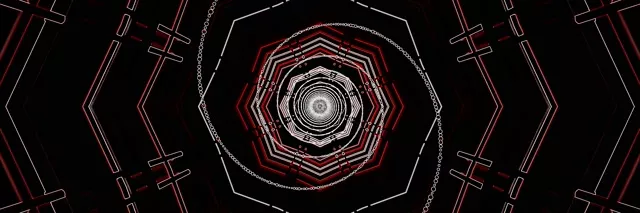 Túnel de Neó Vermell Octàgon Vòrtex Bucle VJ 3:1 Triple Ample 60fps Protector de Pantalla