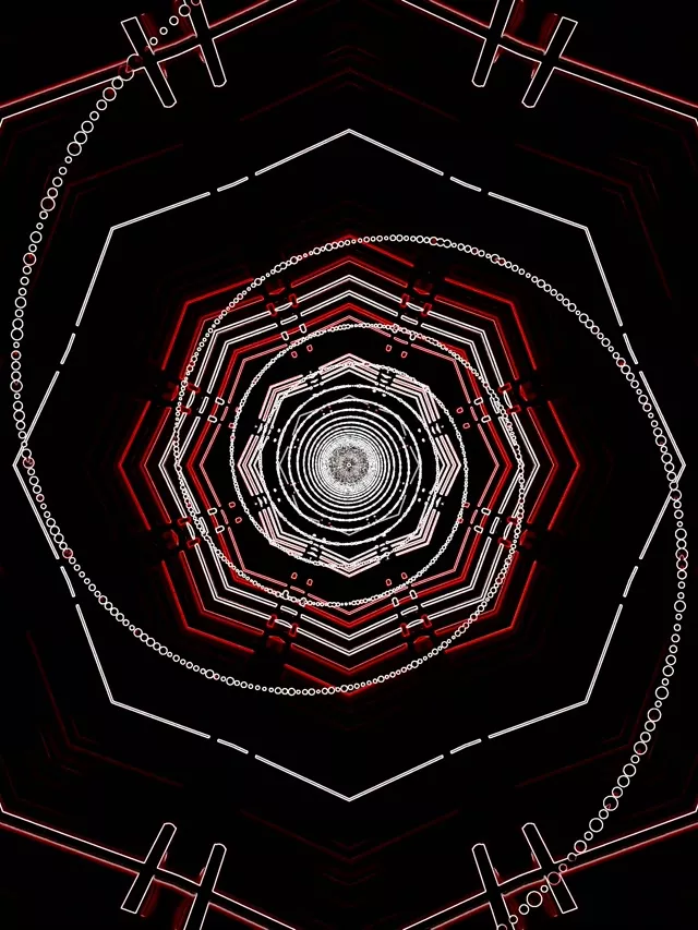 Neon Tunel Crveni Oktagon Vorteks Screensaver 3:4 iPad Portrait 60fps VJ Loop
